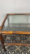 Load and play video in Gallery viewer, Antique Chic Bohemian bamboo coffee table, living room interior, cane cabinet furniture, period home decor