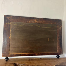 Load image into Gallery viewer, A mid-19th-century rosewood overmantle mirror in landscape form, the frame has classical columns to the sides, and top with gilt collars, and the gilt frame edging has detailed ball feet to create a standout period design.