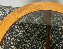 Load image into Gallery viewer, Lovely vintage chic Scandinavian coffee table which comes with an original natural light circular teak colour and smoked glass top, which creates a superb interior design.