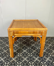 Load image into Gallery viewer, This lovely vintage chic Bohemian coffee table has an original natural light cane colour, bamboo tone, and rattan finish, creating a superb interior design.