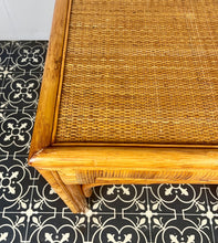Load image into Gallery viewer, This lovely vintage chic Bohemian coffee table has an original natural light cane colour, bamboo tone, and rattan finish, creating a superb interior design.