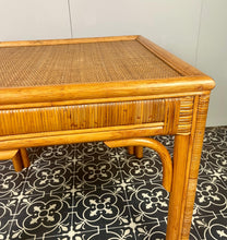 Load image into Gallery viewer, This lovely vintage chic Bohemian coffee table has an original natural light cane colour, bamboo tone, and rattan finish, creating a superb interior design.