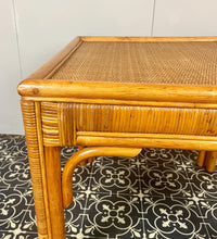 Load image into Gallery viewer, This lovely vintage chic Bohemian coffee table has an original natural light cane colour, bamboo tone, and rattan finish, creating a superb interior design.