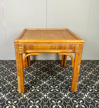 Load image into Gallery viewer, This lovely vintage chic Bohemian coffee table has an original natural light cane colour, bamboo tone, and rattan finish, creating a superb interior design.