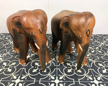 Load image into Gallery viewer, Pair Vintage Carved Asia Elephants sculpture, figure, art work, Home Decor, wooden rosewood