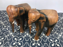 Load image into Gallery viewer, Pair Vintage Carved Asia Elephants sculpture, figure, art work, Home Decor, wooden rosewood