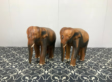 Load image into Gallery viewer, Pair Vintage Carved Asia Elephants sculpture, figure, art work, Home Decor, wooden rosewood
