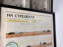 Load image into Gallery viewer, Vintage original tank, military, war poster, picture, communism, Eastern European, framed “Shooting correction “