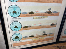 Load image into Gallery viewer, Vintage original tank, military, war poster, picture, communism, Eastern European, framed “Shooting correction “