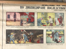 Load image into Gallery viewer, Original vintage military poster, picture, fire rescue, first aid, airstrike operation, communism, Eastern European, war piece