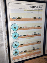 Load image into Gallery viewer, Vintage original tank, military, war poster, picture, communism, Eastern European, framed “Shooting correction “