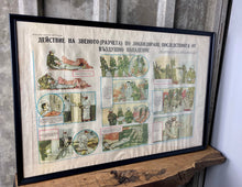 Load image into Gallery viewer, Vintage original military poster, hospital stretcher picture, Eastern European, war, communism “ First aid after airstrike”