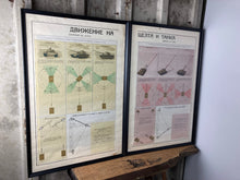 Load image into Gallery viewer, Vintage original military tanks war poster picture communism Eastern European collectible piece framed education school