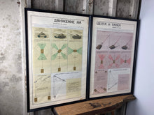 Load image into Gallery viewer, Vintage original military tanks war poster picture communism Eastern European collectible piece framed education school