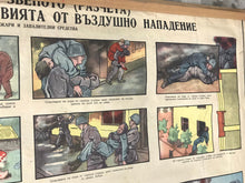 Load image into Gallery viewer, Original vintage military poster, picture, fire rescue, first aid, airstrike operation, communism, Eastern European, war piece