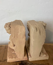 Load image into Gallery viewer, Vintage beautiful pair cast stone cherub book ends, collectibles piece, library, living room