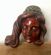 Load image into Gallery viewer, Vintage Art nouveau wall hanging, plaque, sign, lady face, German design collectibles