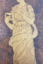 Load image into Gallery viewer, Stunning antique early 20th art nouveau wall hanging plaque sign wooden oak etched collectibles piece