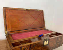 Load image into Gallery viewer, Beautiful antique Victorian 19th century 1800’s writing slope chest box marquetry walnut stunning