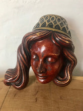 Load image into Gallery viewer, Vintage Art nouveau wall hanging, plaque, sign, lady face, German design collectibles