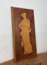 Load image into Gallery viewer, Stunning antique early 20th art nouveau wall hanging plaque sign wooden oak etched collectibles piece