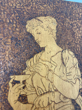 Load image into Gallery viewer, Stunning antique early 20th art nouveau wall hanging plaque sign wooden oak etched collectibles piece