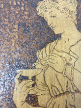 Load image into Gallery viewer, Stunning antique early 20th art nouveau wall hanging plaque sign wooden oak etched collectibles piece