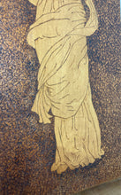 Load image into Gallery viewer, Stunning antique early 20th art nouveau wall hanging plaque sign wooden oak etched collectibles piece
