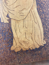 Load image into Gallery viewer, Stunning antique early 20th art nouveau wall hanging plaque sign wooden oak etched collectibles piece