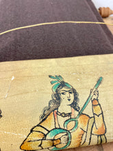 Load image into Gallery viewer, Mid 20th century leather scroll mirror Indian Indonesian hand painted wall art