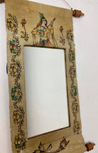 Load image into Gallery viewer, Mid 20th century leather scroll mirror Indian Indonesian hand painted wall art