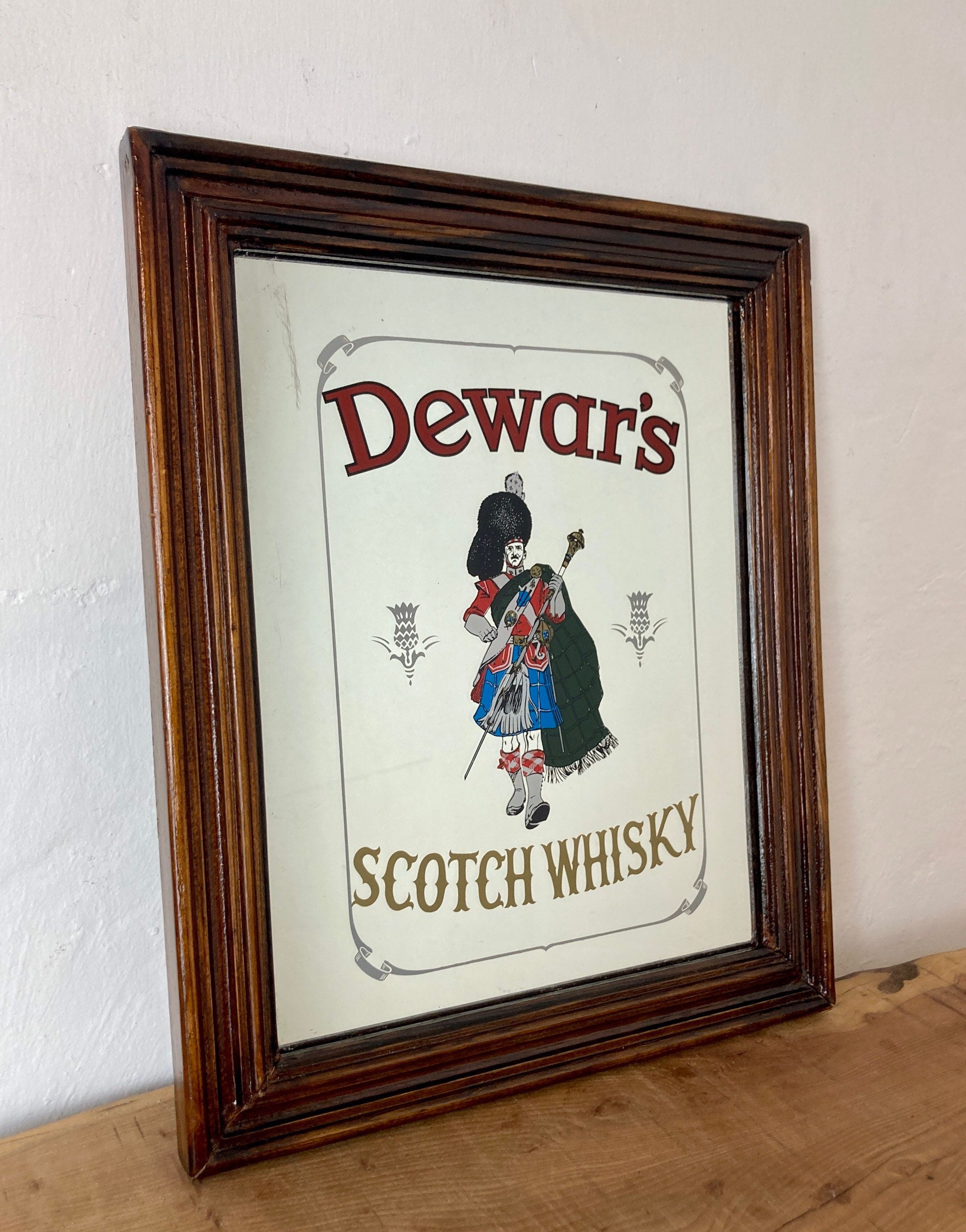 Dewars vintage Scotch whisky mirror advertising wine spirits bar pub c