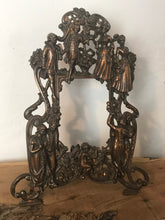 Load image into Gallery viewer, Beautiful 19th century Victorian antique brass classical rococo picture portrait frame ballroom dancing 1912