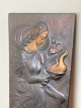 Load image into Gallery viewer, Vintage art nouveau lady copper plaque, wall art decoration, legend of Tamar