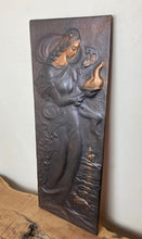 Load image into Gallery viewer, Vintage art nouveau lady copper plaque, wall art decoration, legend of Tamar