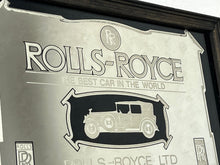 Load image into Gallery viewer, I see an advertisement featuring a sleek silver Rolls Royce car against a black background, complete with the iconic Rolls Royce logo. It looks very elegant and stylish.