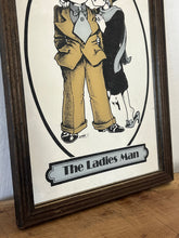 Load image into Gallery viewer, The ladies man gangster vintage mirror, Paul Bryn Davies, art deco, retro, kitsch, wall art, illustration.