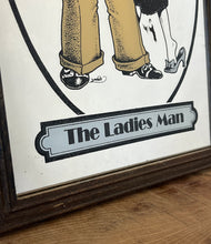 Load image into Gallery viewer, The ladies man gangster vintage mirror, Paul Bryn Davies, art deco, retro, kitsch, wall art, illustration.
