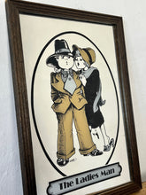 Load image into Gallery viewer, The ladies man gangster vintage mirror, Paul Bryn Davies, art deco, retro, kitsch, wall art, illustration.