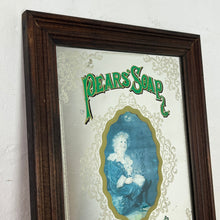 Load image into Gallery viewer, An Appealing Vintage mid-century Pears Soap Advertising mirror featuring an antique child in an oval frame with a Victorian intricate border and stand-out fonts with a green hint.
