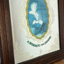 Load image into Gallery viewer, An Appealing Vintage mid-century Pears Soap Advertising mirror featuring an antique child in an oval frame with a Victorian intricate border and stand-out fonts with a green hint.