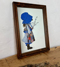Load image into Gallery viewer, Wonderful vintage Holly Hobbie patchwork mirror, children art, retro, kitsch, nostalgic picture