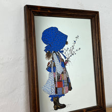 Load image into Gallery viewer, Wonderful vintage Holly Hobbie patchwork mirror, children art, retro, kitsch, nostalgic picture