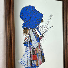 Load image into Gallery viewer, Wonderful vintage Holly Hobbie patchwork mirror, children art, retro, kitsch, nostalgic picture