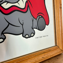 Load image into Gallery viewer, Stunning vintage Disney Dumbo mirror featuring the famous elephant and Timothy the mouse in beautiful vivid tones in bright stand out colours to make and impact in any Disney collectors home or children room.