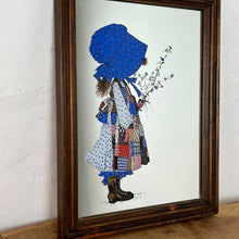 Load image into Gallery viewer, Wonderful vintage Holly Hobbie patchwork mirror, children art, retro, kitsch, nostalgic picture