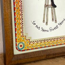 Load image into Gallery viewer, The mirror depicts Miss Petticoat in vibrant colours and would make a great addition to any art collection. Intricate, vivid border, welcome to our home sweet home.