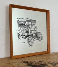 Load image into Gallery viewer, Unique detailed model T picture in a cartoon style design featuring a pencil type sketch with excellent intricate finish with shading and great care taken to create the design, bold fonts detailing Ford 1909.