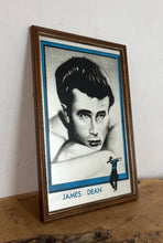 Load image into Gallery viewer, This is a vintage mirror featuring James Dean, the iconic movie actor. It is a unique collectible item that showcases excellent detail in depicting the actor's signature pose and famous look.