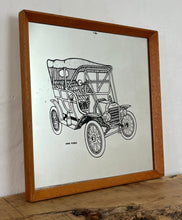 Load image into Gallery viewer, Unique detailed model T picture in a cartoon style design featuring a pencil type sketch with excellent intricate finish with shading and great care taken to create the design, bold fonts detailing Ford 1909.